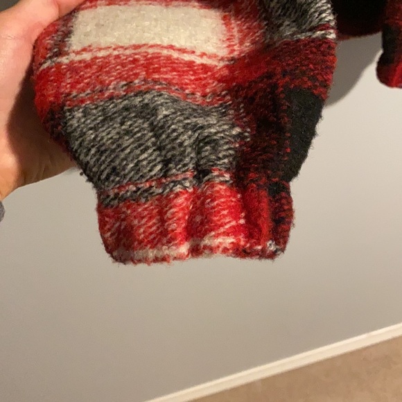 Red checkered Sherpa quarter zip jacket - Picture 3 of 5